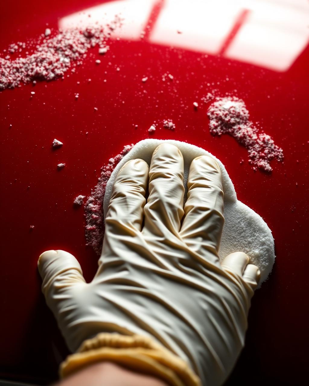 Polishing red car paint